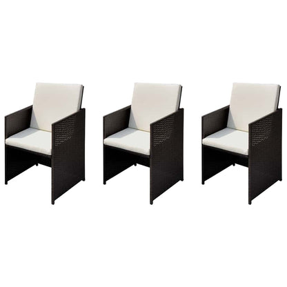 vidaXL Gartenstühle 3 pcs Braun 56 x 52 x 87 cm Poly Rattan