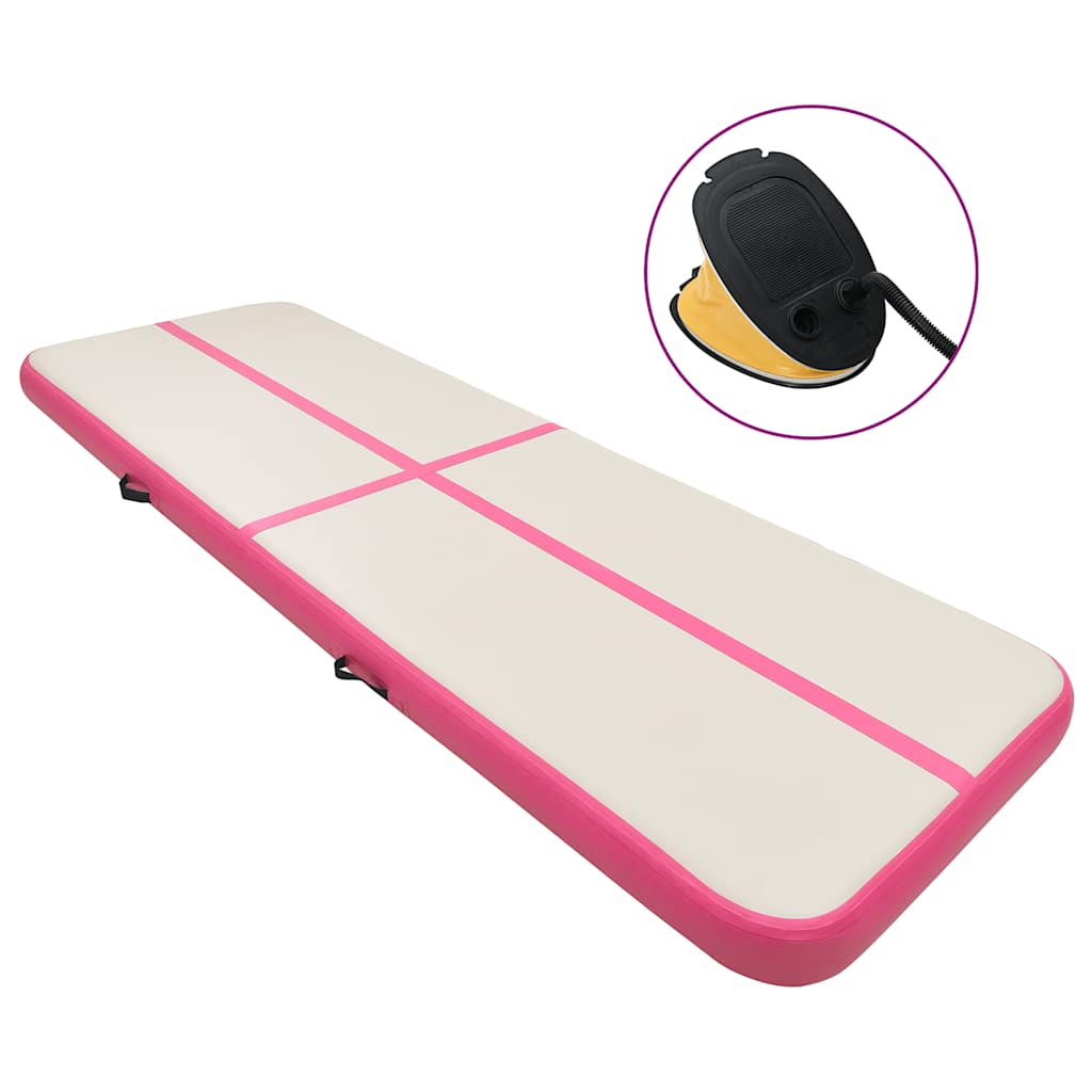 Aufblasbare Gymnastikmatte mit Pumpe 300x100x15 cm PVC Rosa