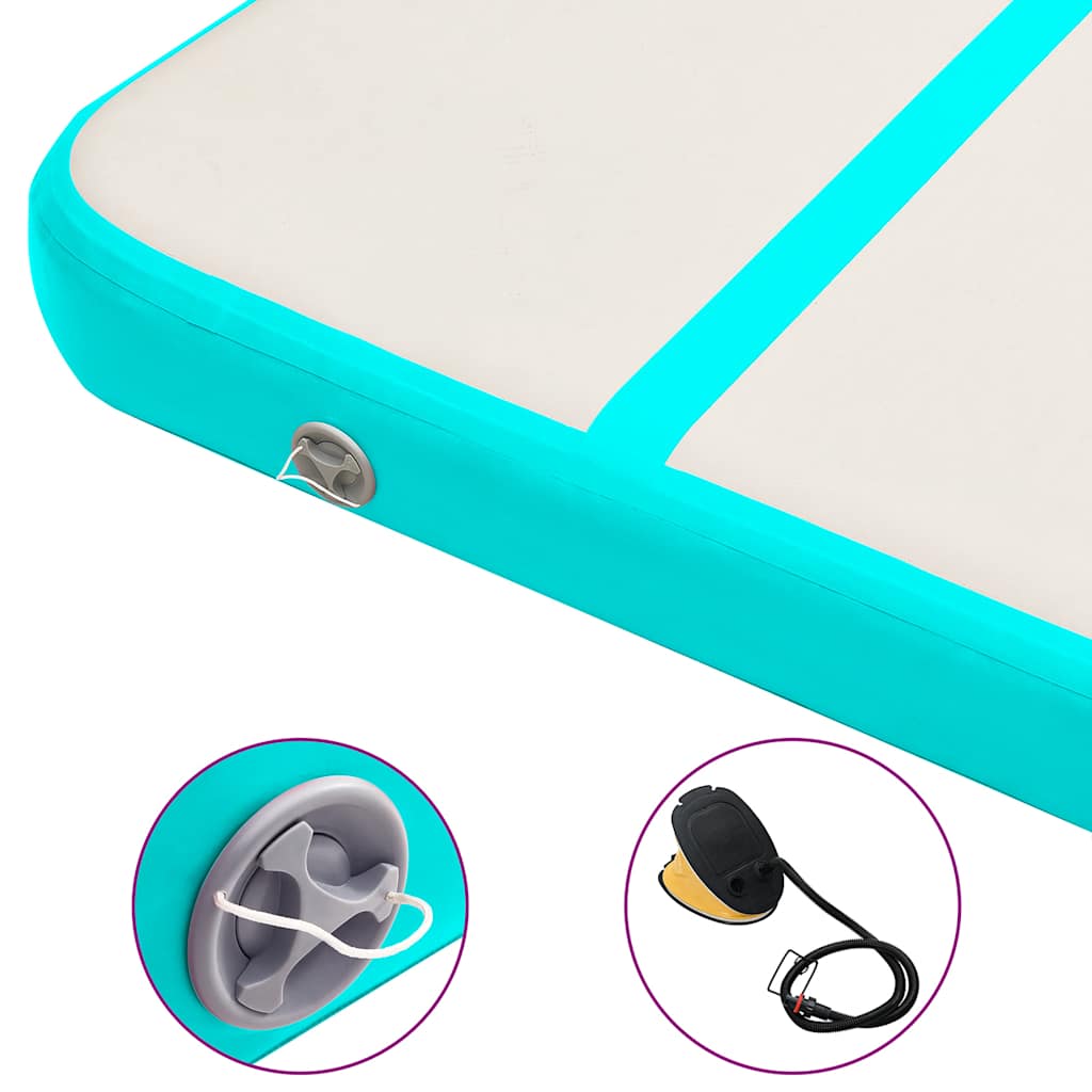 Aufblasbare Gymnastikmatte mit Pumpe 400x100x15 cm PVC Grün