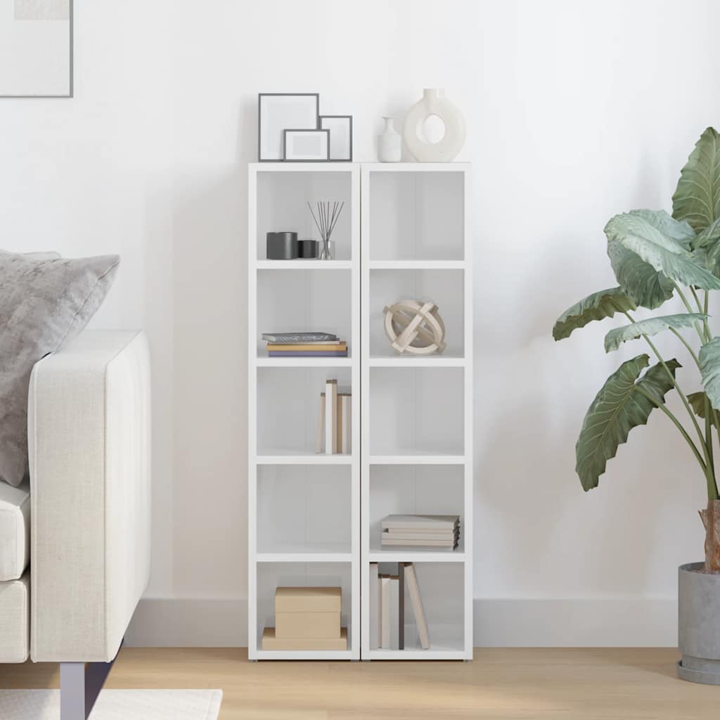 CD-Regale 2 Stk. Hochglanz-Weiß 21x16x93,5 cm Holzwerkstoff