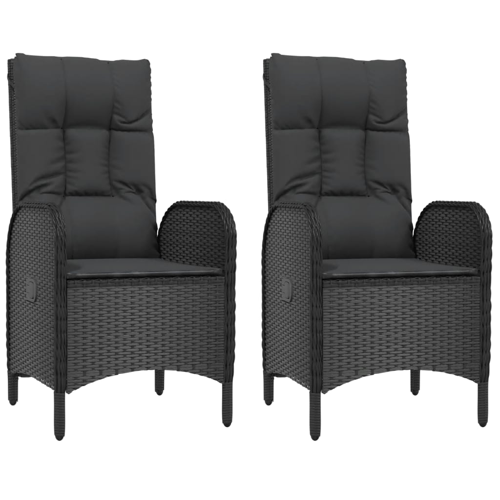 vidaXL Chaises de jardin 2 pcs Résine tressée Noir