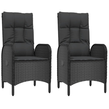 vidaXL Gartenstühle 2 Stk. Poly Rattan Schwarz