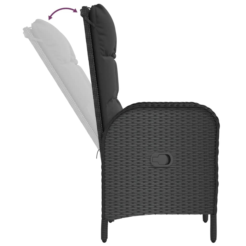 vidaXL Chaises de jardin 2 pcs Résine tressée Noir