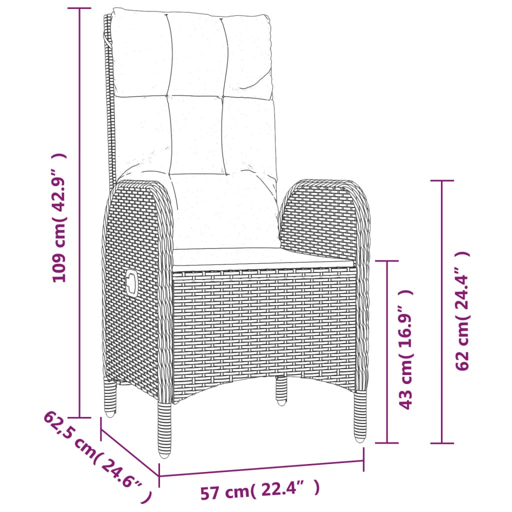 vidaXL Chaises de jardin 2 pcs Résine tressée Noir
