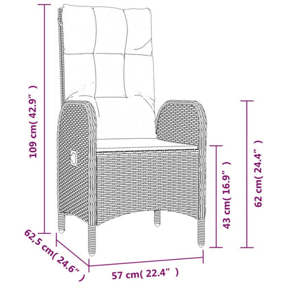vidaXL Chaises de jardin 2 pcs Résine tressée Noir