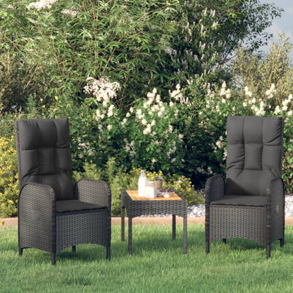 vidaXL Chaises de jardin 2 pcs Résine tressée Noir