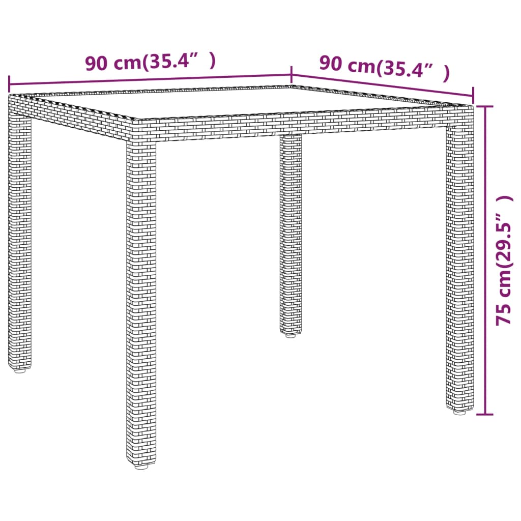 vidaXL Gartentisch Beige 90x90x75 cm Poly Rattan