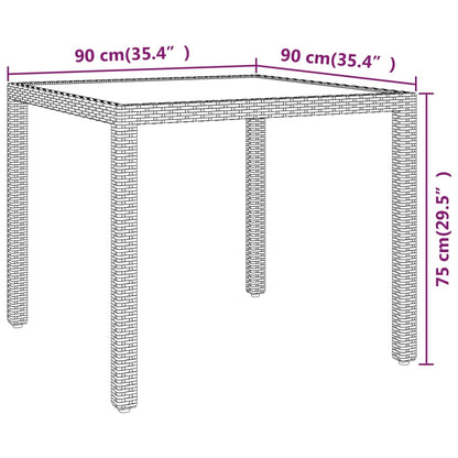 vidaXL Gartentisch Schwarz 90x90x75 cm Poly Rattan