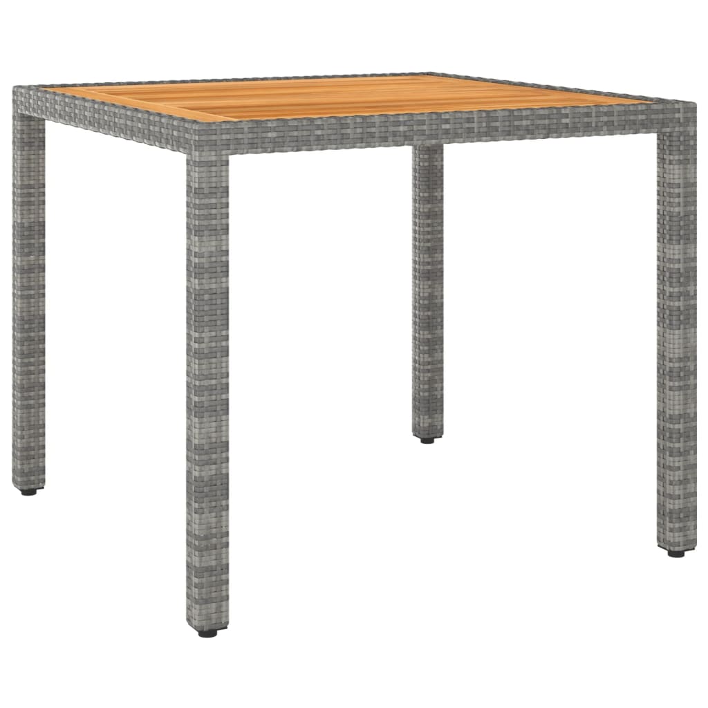 vidaXL Gartentisch Grau 90x90x75 cm Poly Rattan