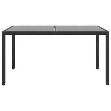 vidaXL Gartentisch 150x90x75 cm Hartglas und Poly Rattan Schwarz
