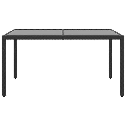 vidaXL Gartentisch 150x90x75 cm Hartglas und Poly Rattan Schwarz