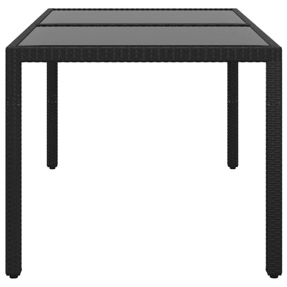vidaXL Gartentisch 150x90x75 cm Hartglas und Poly Rattan Schwarz
