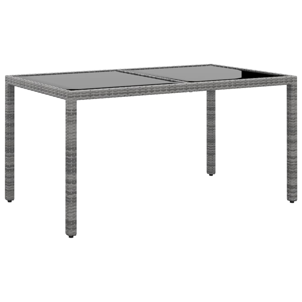 vidaXL Gartentisch 150x90x75 cm Hartglas und Poly Rattan Grau