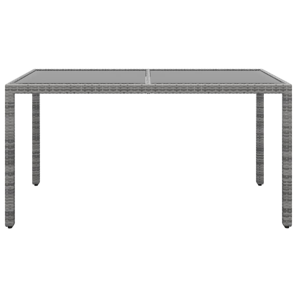 vidaXL Gartentisch 150x90x75 cm Hartglas und Poly Rattan Grau