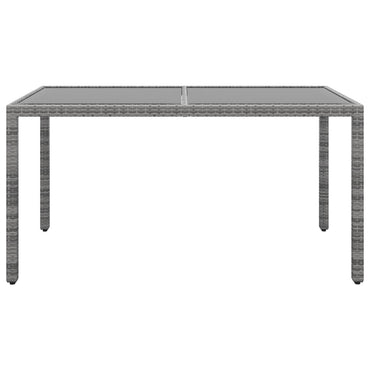 vidaXL Gartentisch 150x90x75 cm Hartglas und Poly Rattan Grau