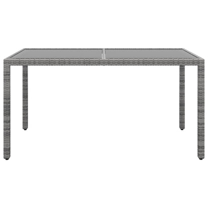 vidaXL Gartentisch 150x90x75 cm Hartglas und Poly Rattan Grau