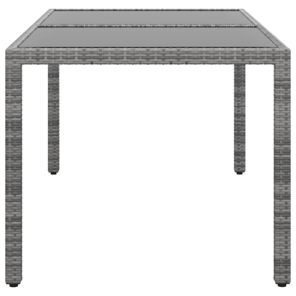 vidaXL Gartentisch 150x90x75 cm Hartglas und Poly Rattan Grau