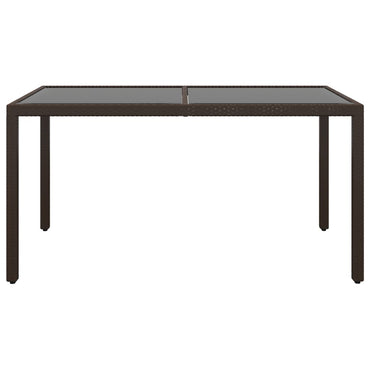 vidaXL Gartentisch 150x90x75 cm Hartglas und Poly Rattan Braun