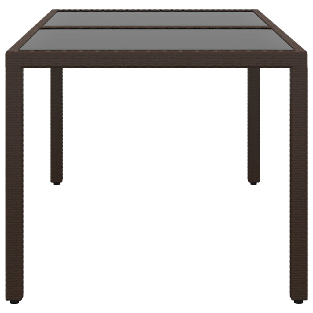 vidaXL Table de jardin 150x90x75 cm Verre trempé et résine tressée Marron