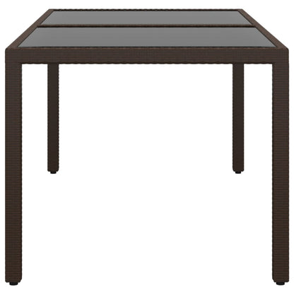 vidaXL Table de jardin 150x90x75 cm Verre trempé et résine tressée Marron
