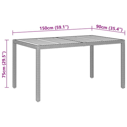 vidaXL Gartentisch 150x90x75 cm Akazienholz und Poly Rattan Grau