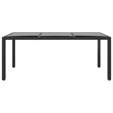 vidaXL Gartentisch 190x90x75 cm Hartglas und Poly Rattan Schwarz