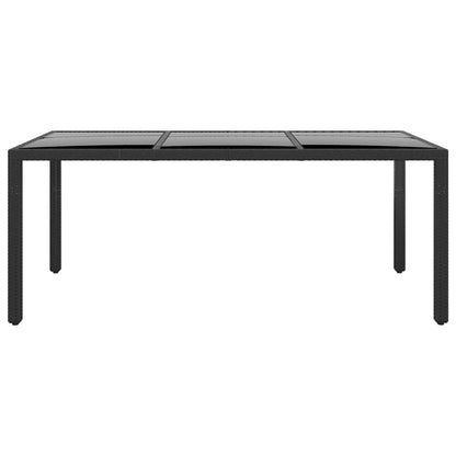 vidaXL Table de jardin 190x90x75 cm verre trempé et résine tressée noir