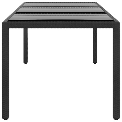vidaXL Table de jardin 190x90x75 cm verre trempé et résine tressée noir