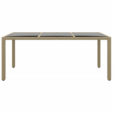 vidaXL Gartentisch 190x90x75 cm Hartglas und Poly Rattan Beige