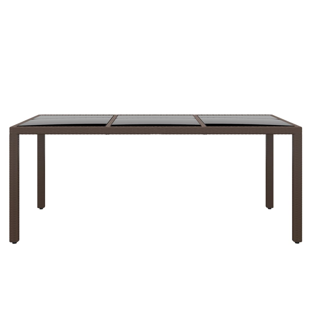 vidaXL Table de jardin 190x90x75 cm en verre trempé et rotin synthétique marron