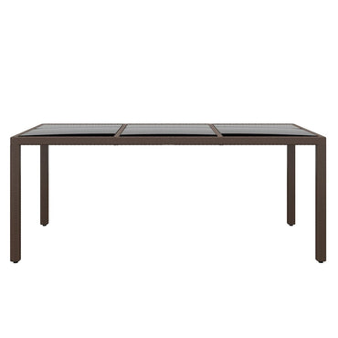 vidaXL Gartentisch 190x90x75 cm Hartglas und Poly Rattan Braun