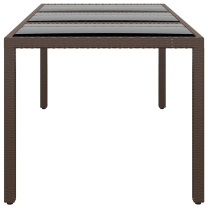 vidaXL Table de jardin 190x90x75 cm en verre trempé et rotin synthétique marron