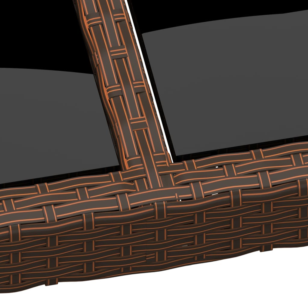 vidaXL Table de jardin 190x90x75 cm en verre trempé et rotin synthétique marron