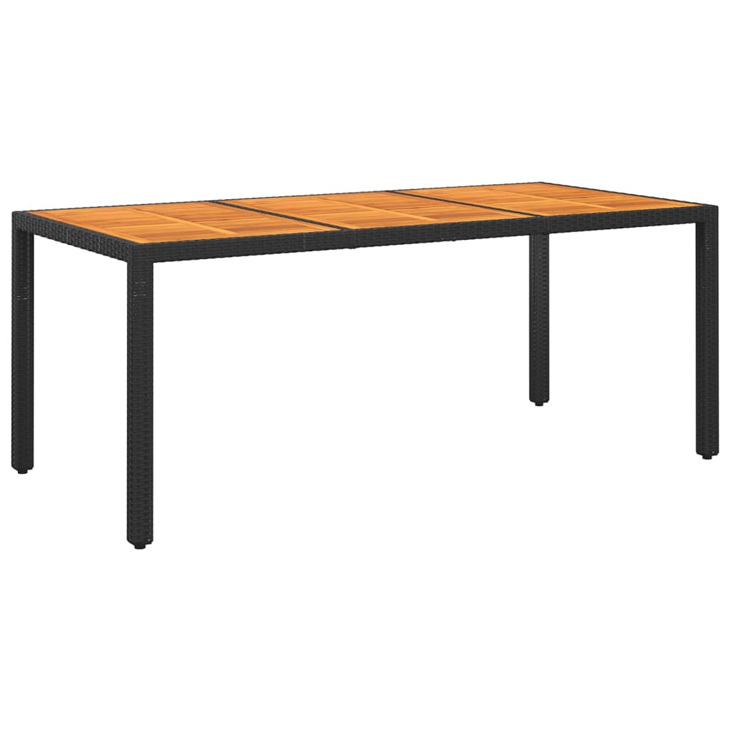 vidaXL Gartentisch 190x90x75 cm Akazienholz und Poly Rattan Schwarz