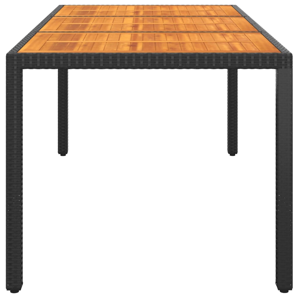 vidaXL Gartentisch 190x90x75 cm Akazienholz und Poly Rattan Schwarz