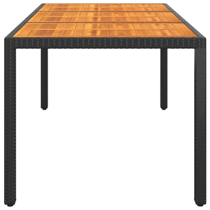 vidaXL Gartentisch 190x90x75 cm Akazienholz und Poly Rattan Schwarz