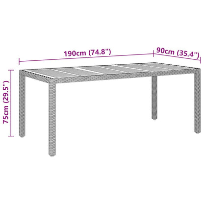 vidaXL Gartentisch 190x90x75 cm Akazienholz und Poly Rattan Schwarz