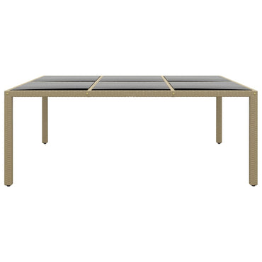 vidaXL Gartentisch 200x150x75 cm Hartglas und Poly Rattan Beige