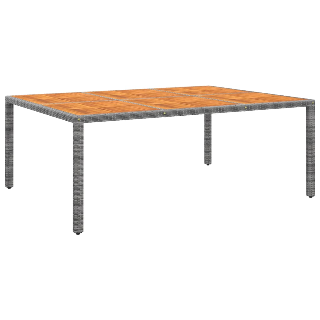 vidaXL Table de jardin 200x150x75 cm acacia et rotin synthétique gris
