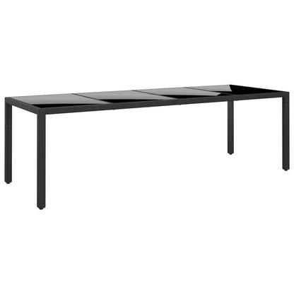 vidaXL Table de jardin 250x100x75 cm verre trempé et résine tressée noir