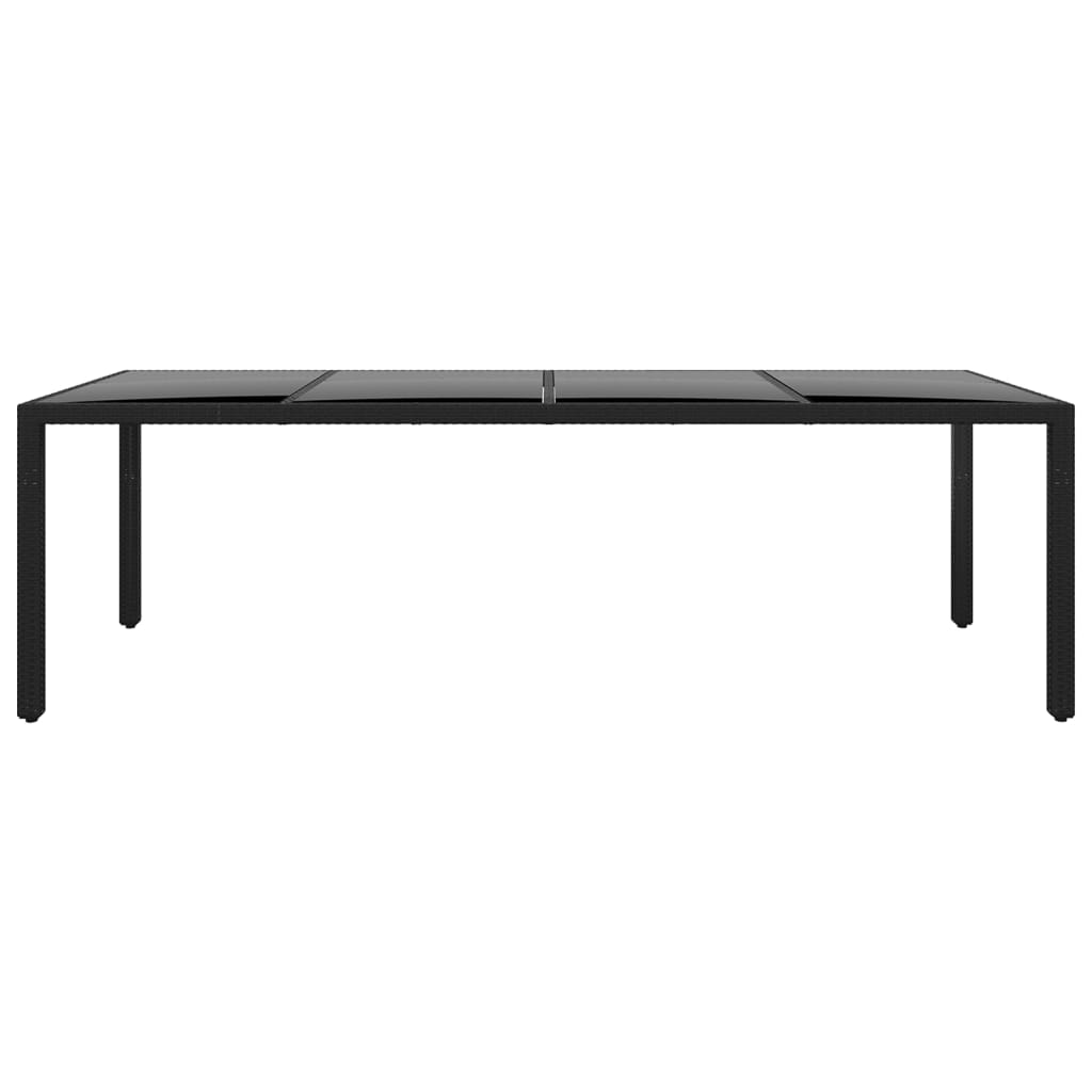 vidaXL Table de jardin 250x100x75 cm verre trempé et résine tressée noir