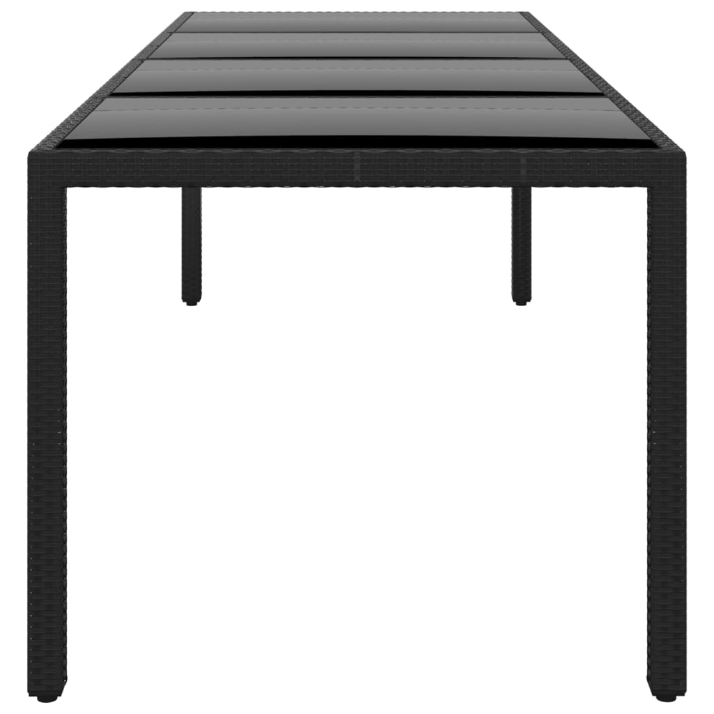 vidaXL Table de jardin 250x100x75 cm verre trempé et résine tressée noir