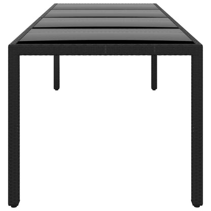 vidaXL Table de jardin 250x100x75 cm verre trempé et résine tressée noir