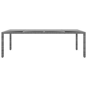vidaXL Gartentisch 250x100x75 cm Hartglas und Poly Rattan Grau