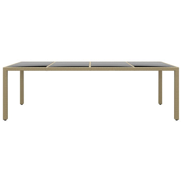 vidaXL Gartentisch mit Glasplatte Beige Poly Rattan