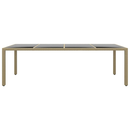 vidaXL Gartentisch mit Glasplatte Beige Poly Rattan