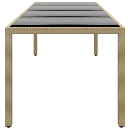 vidaXL Gartentisch mit Glasplatte Beige Poly Rattan
