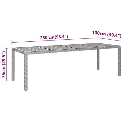 vidaXL Gartentisch 250x100x75 cm Akazienholz und Poly Rattan Schwarz