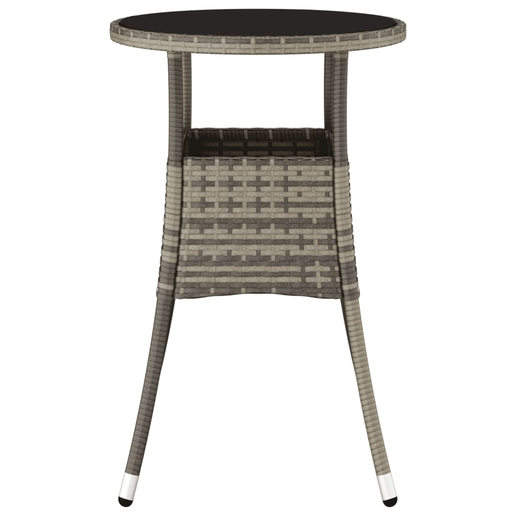 vidaXL Gartentisch Ø60x75 cm Hartglas und Poly Rattan Grau