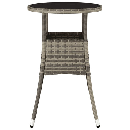 vidaXL Gartentisch Ø60x75 cm Hartglas und Poly Rattan Grau